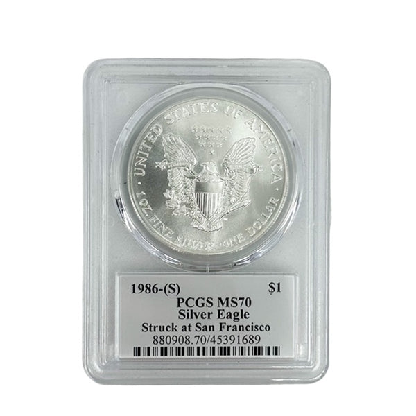 1986-(S) $1 American Silver Eagle - Struck at San Francisco - PCGS MS7 –  unitedsilverassociates